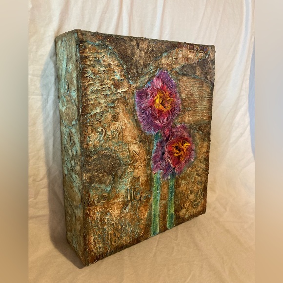Handmade mixed media “Pom Pom trees” canvas - Picture 2 of 9